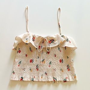 Zara Cropped Floral tank with spaghetti straps